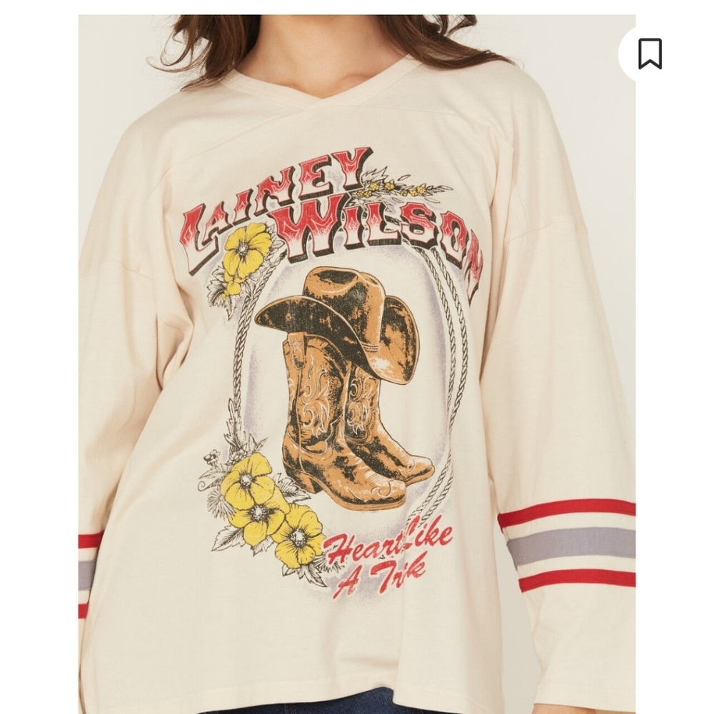 Daydreamer Cream Long Sleeve Tee with Red and Yellow Graphic